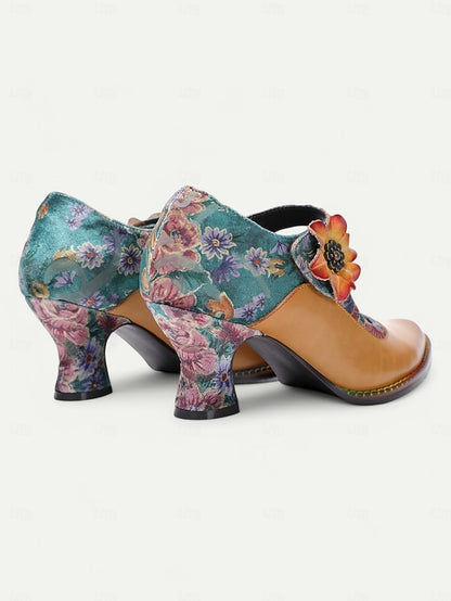Heels 1930s Jane Floral Leather – Women's Mary Vintage