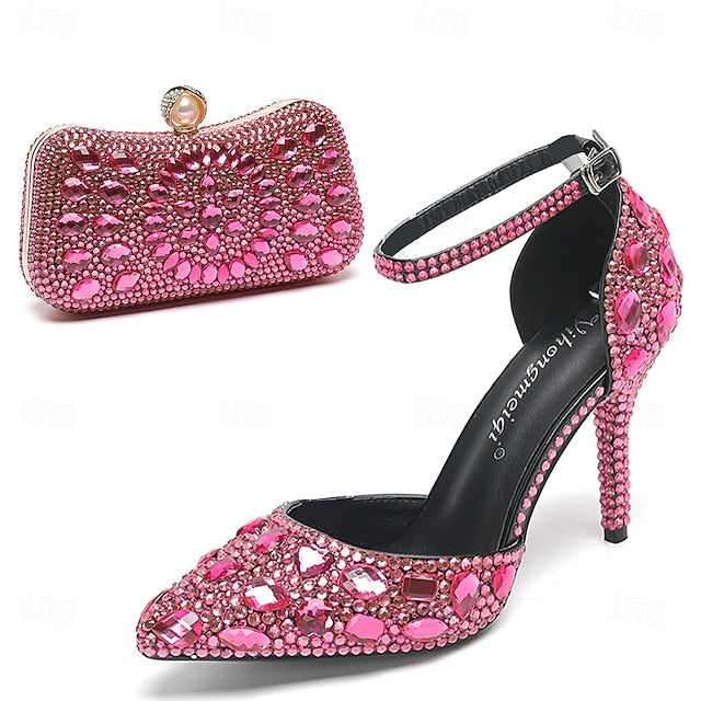 Multicolor Women's Wedding Rhinestone Shoes Heel High with