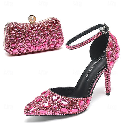 Multicolor Women's Wedding Rhinestone Shoes Heel High with