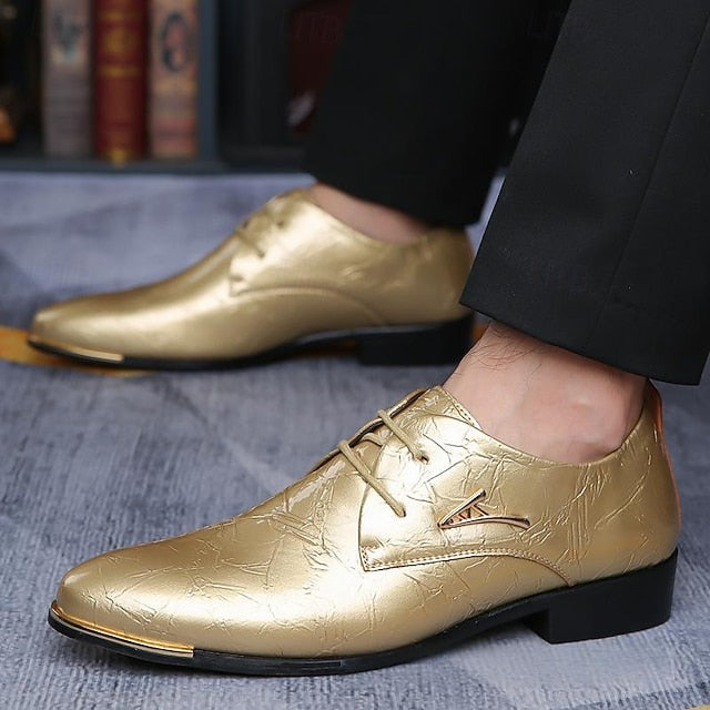 Purple Men's Patent Bold Shiny Shoes – Lace-Up