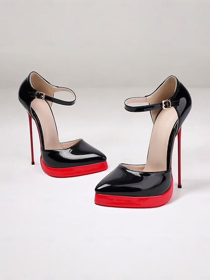 Leather Red Platform Patent and Stiletto Women's Black