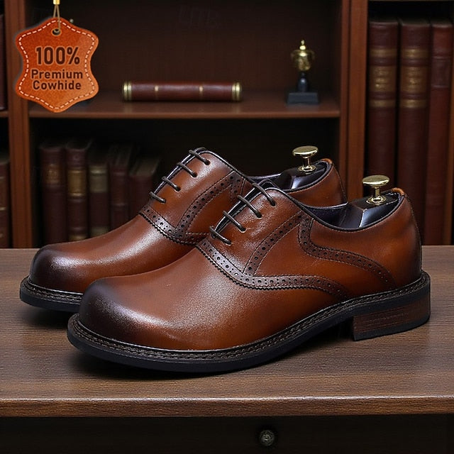 First Oxford Genuine Shoes- Men's Dress Layer Leather
