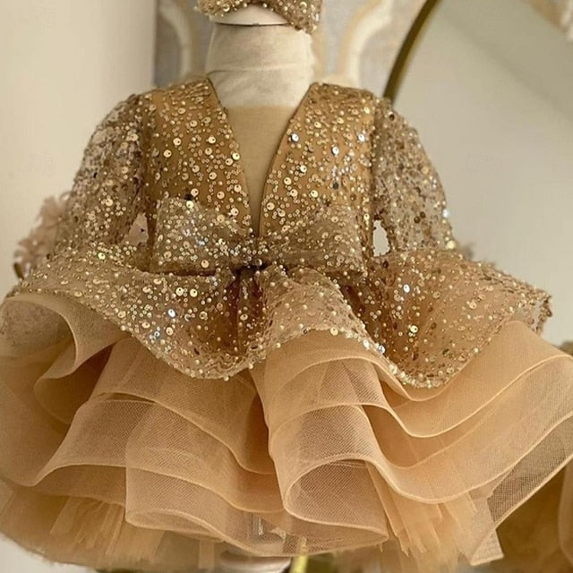 Kids Solid Party Dress Sleeve 3/4 Length Girls' Color