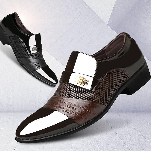 Formal Men's Slip-On Dress Patent Faux – Loafers Leather