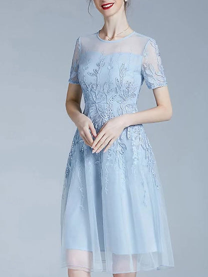 Knee Elegant of Dress Crew Neck Bride Mother A-Line the