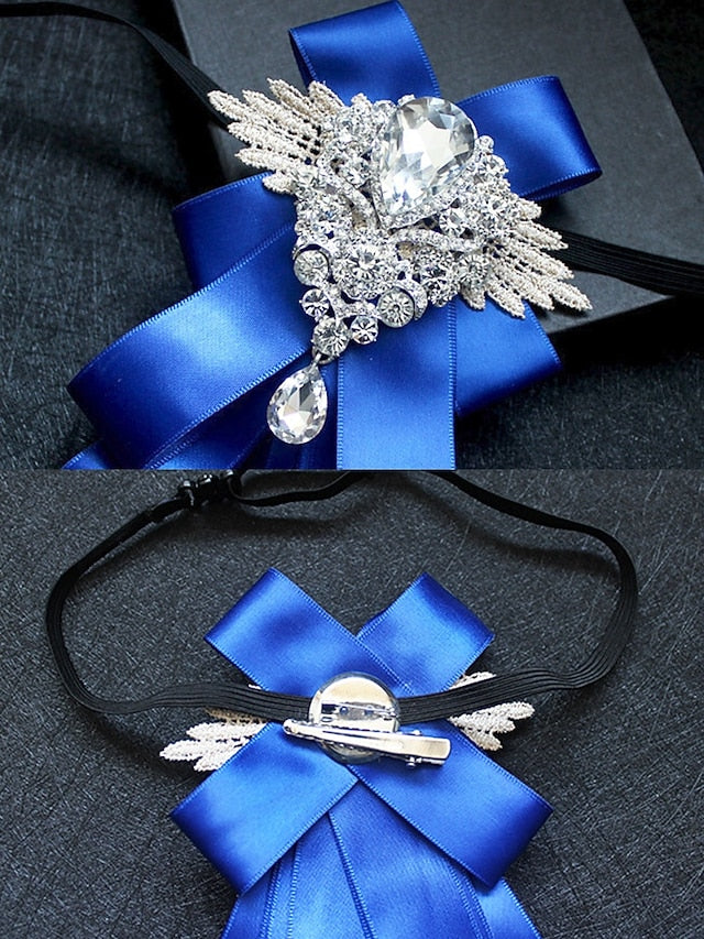 Crystal Men's Tie Brooch Ribbon Pin Bow Elegant - Luxury