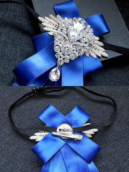Crystal Men's Tie Brooch Ribbon Pin Bow Elegant - Luxury