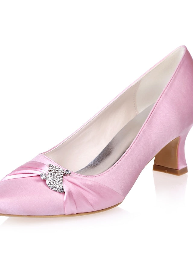 Heels Kitten Rhinestone Satin Bow with Blue Royal Women's