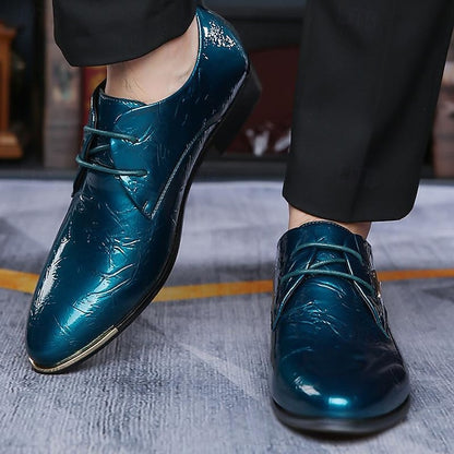 Purple Men's Patent Bold Shiny Shoes – Lace-Up