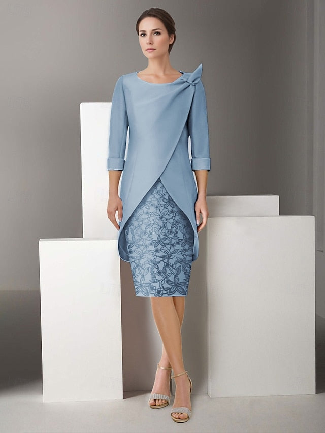 Piece of the Two Sheath Mother Jacket Dress Embroidered Suit