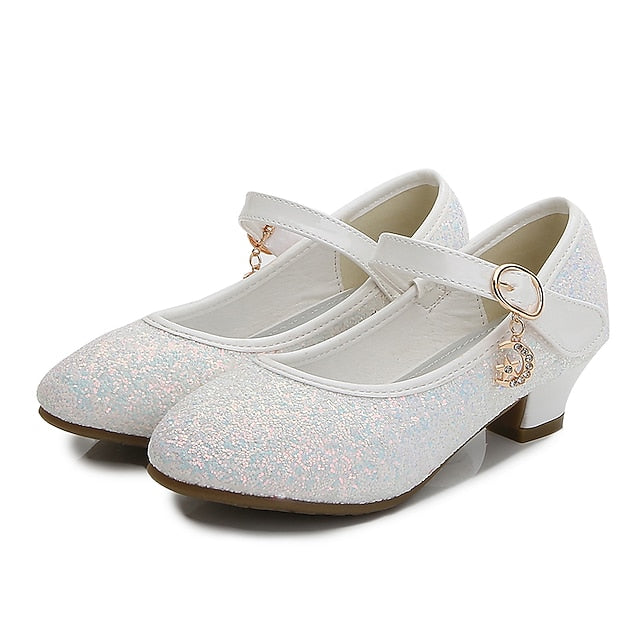 Mary Glitter Heel Sparkly Low Girls' Jane Shoes
