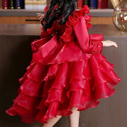 Special Dress Party Kids Wedding Flower Sleeve Girls' Long
