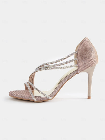 Sandals Crystal Strappy Women Heel Rhinestone – High for