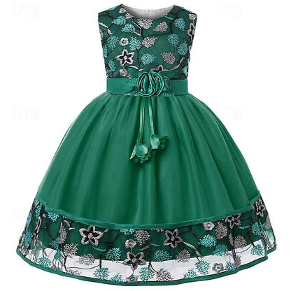 Party Girl Girls' Sleeveless Flower 3D Dress