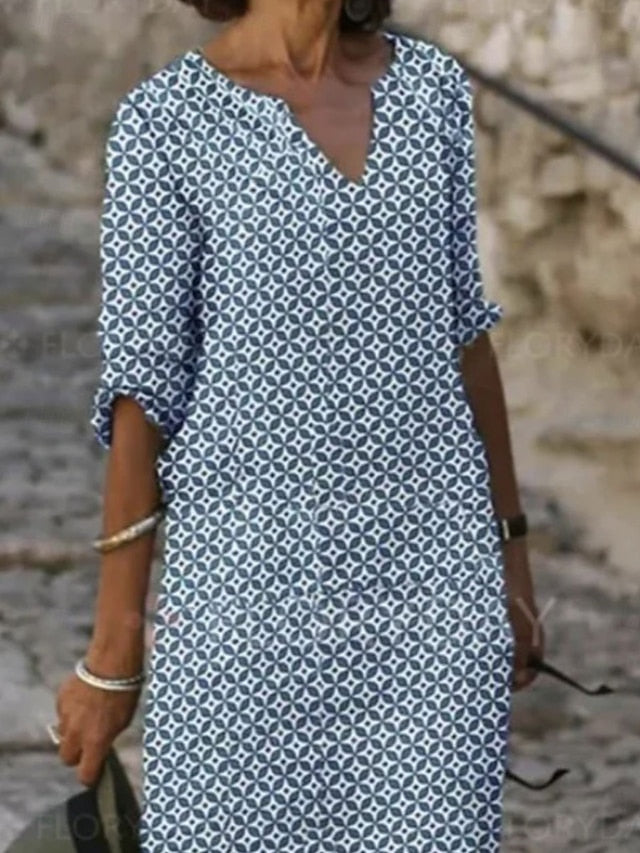 Women's Mini Dress Faux Cotton Linen Casual Dress Elegant