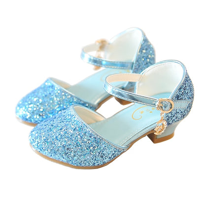 Rubber Little PU Glitters Girls' Heels Shoes Party Princess