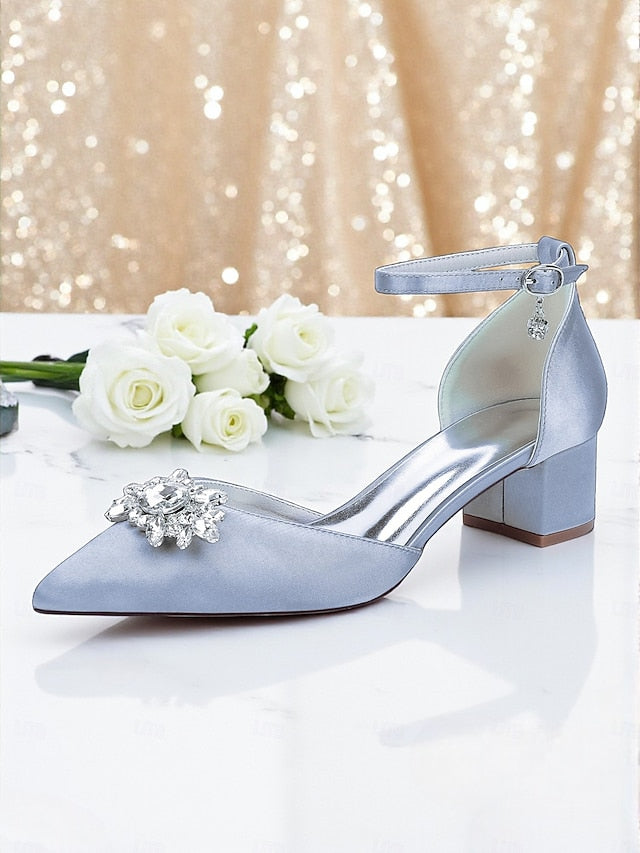 Burgundy Wedding Satin Women's with Shoes Block Heel