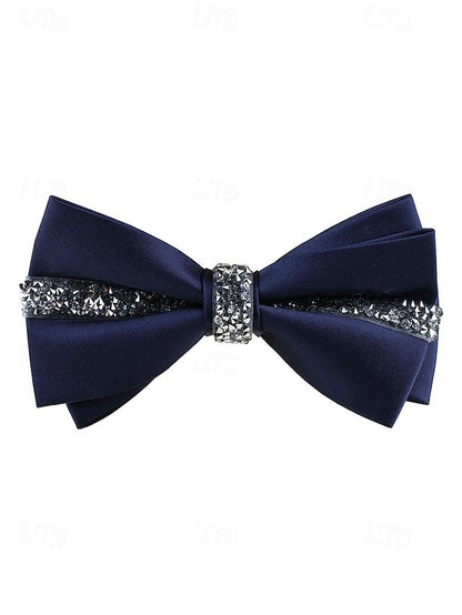 with Crystal Embellishment Bow Burgundy Tie – Satin Elegant