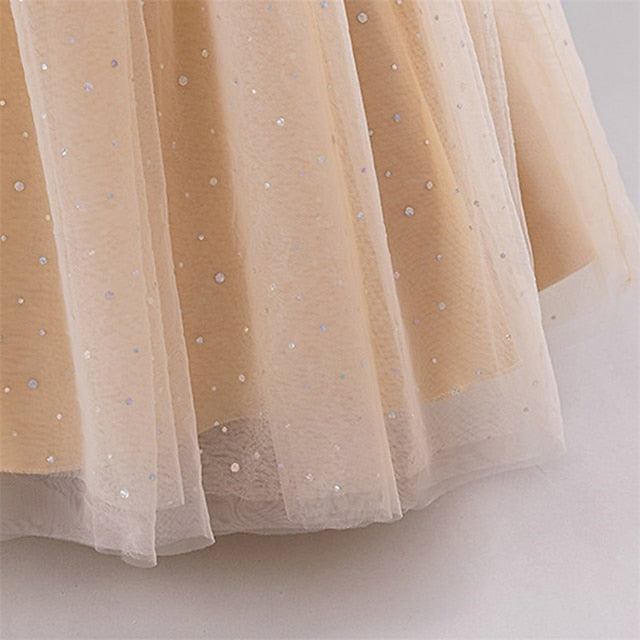 Girl Kids Color Party Dress Flower Block Girls'