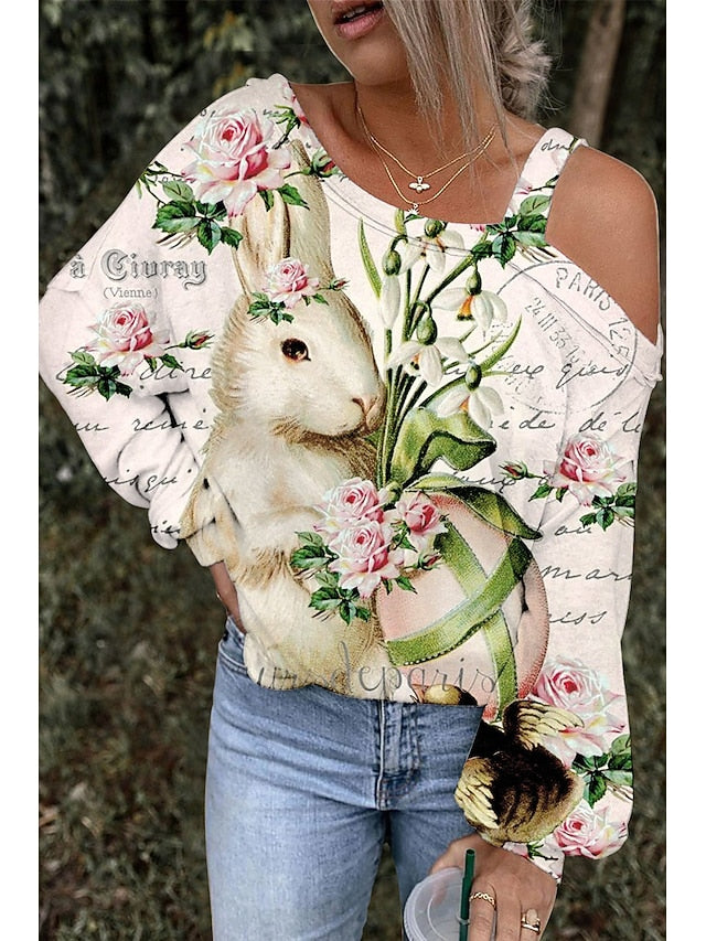 Women's Shirt Blouse Heart Carnival Casual Going out White