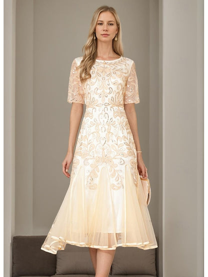 of Dress Vintage Elegant Beaded Bride A-Line Mother Party V the