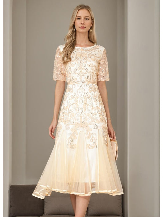 of Dress Vintage Elegant Beaded Bride A-Line Mother Party V the