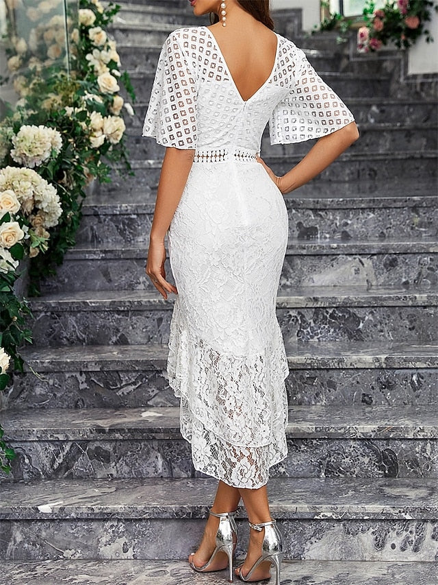 Mother Bride Dress Neck Simple Party Elegant the Crew of