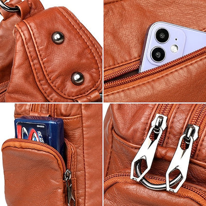 Boston Leder Handtasche Schultertasche Damen Hobo PU