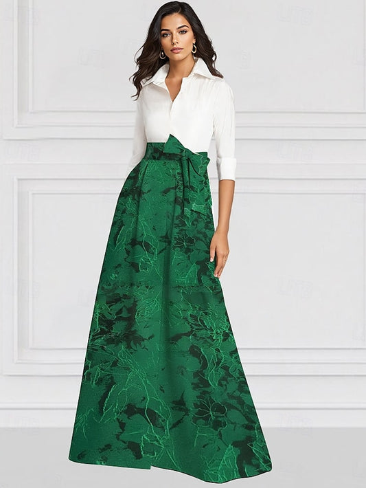 A-Line of Shirt Collar Mother Bride Elegant Dress Vintage the