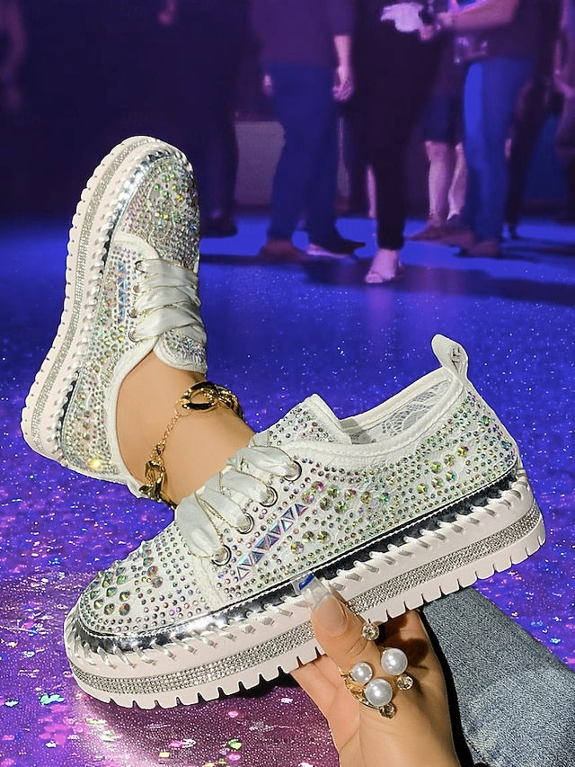 Sneakers Rhinestone Silver Women's Accents with Sparkling