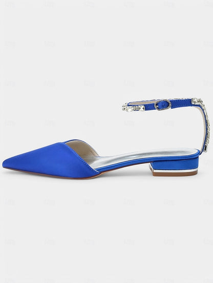 Crystal-Ankle Strap Satin – Chic Black Wedding with Shoes