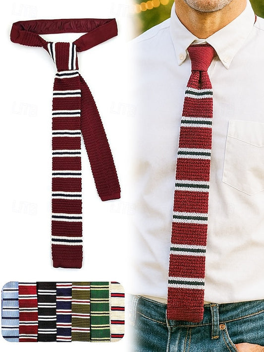 - Neck Men's Stripe Stylish Knit Christmas Tie Woven