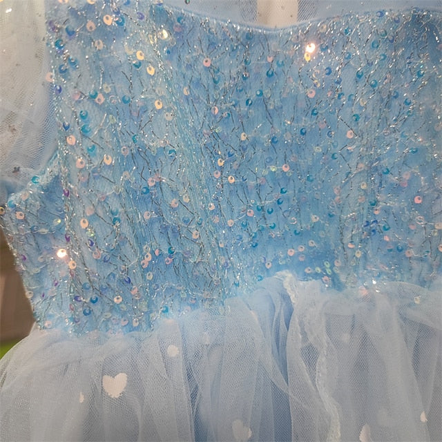 Cloak Dress Frozen Princess Cosplay Elsa Girl Flower