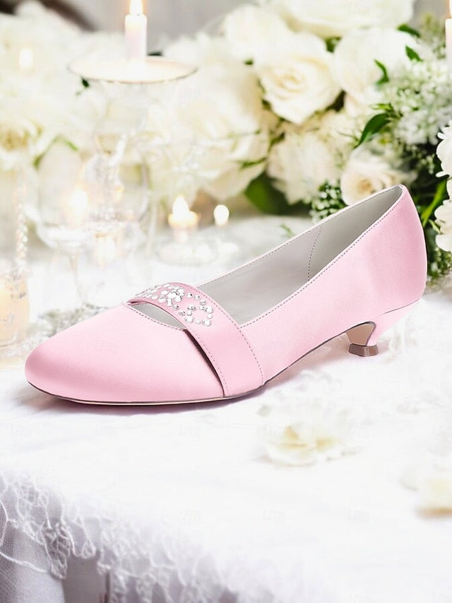 Kitten Blue Rhinestone Women's Satin Heels with