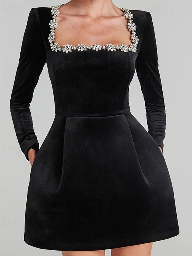 Women's Mini Dress Black Dress Velvet Dress Sheath Dress