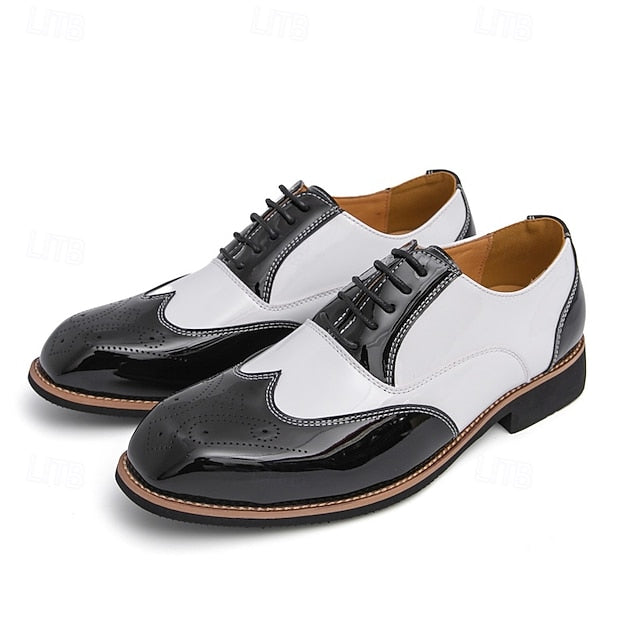Gold and Men's Oxford with Leather Shoes Black Patent