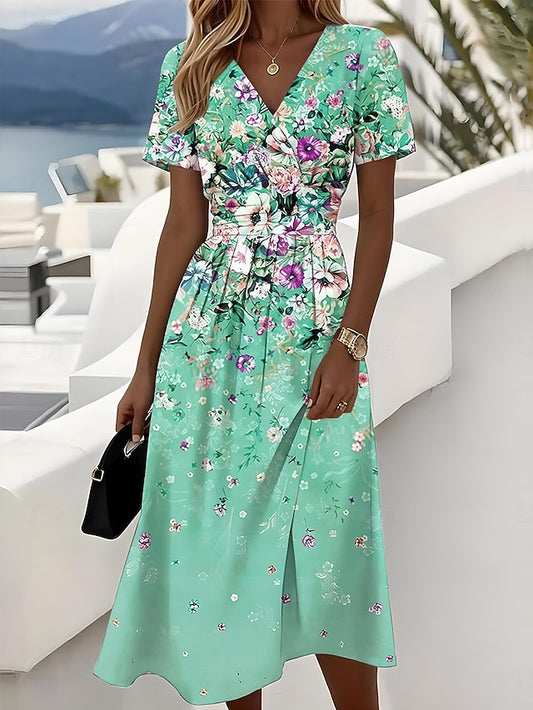 Easter Women's Elegant Midi Dress A Line Dress Wrap Dress V