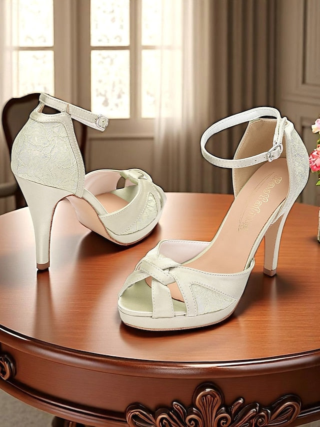 Heel Pink High Sandals Women's Elegant with Peep Toe Satin