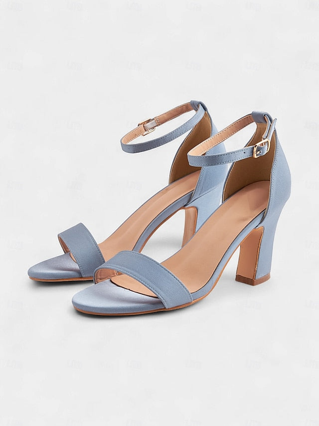 Sandals Strap - Ankle Toe Blue Heel Light High Women's Open