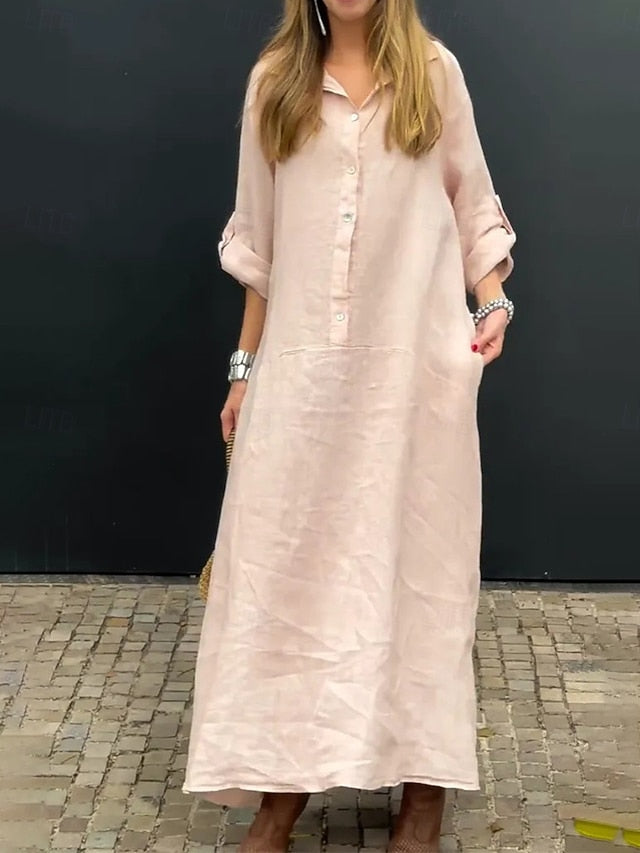 Women's Maxi Dress Shirt Dress Casual Dress Basic Casual