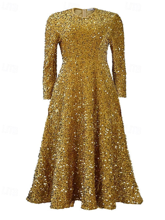 Women's Midi Dress Black Dress Sequin Dress Elegant Fashion