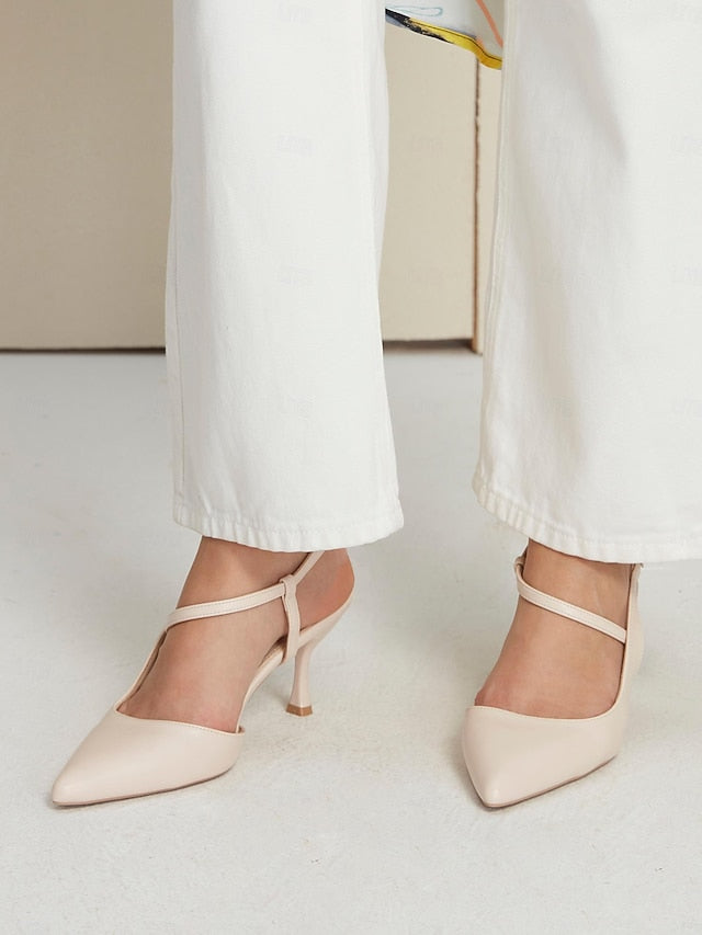 Kitten Pumps – Women's Slingback Elegant Heel Nude
