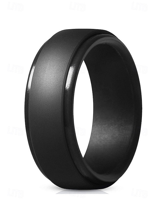 – Men Ring Black Durable Matte Silicone for Comfortable