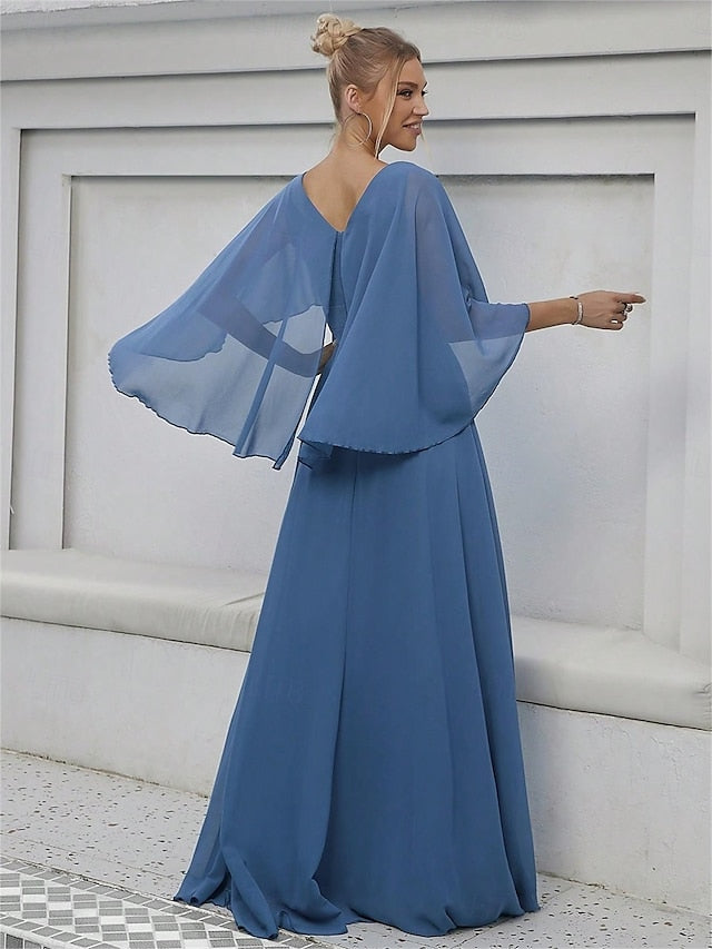 Mother Bride Elegant Dress V Neck the of Floor Party