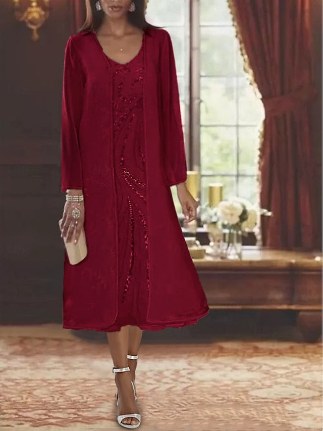 Piece A-Line Two Wedding the Mother Dress of Beach Formal Bride