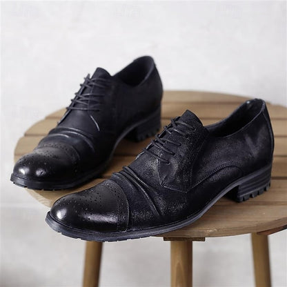 Leather Genuine Brogue Oxford Shoes Men's – Vintage