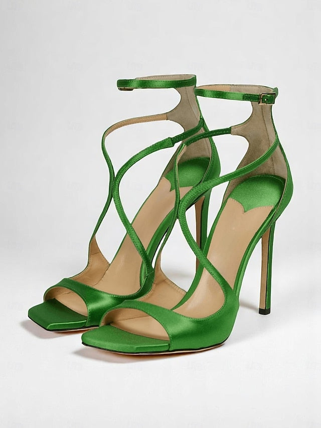 Satin Elegant Stiletto Lavender - Heels Crisscross Women's