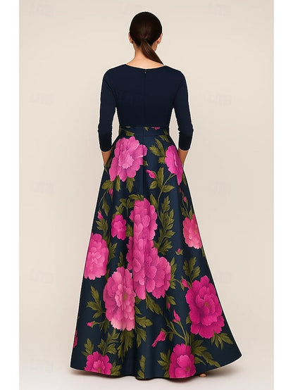 Elegant of Bride Evening Print the Mother A-Line Floral Gown