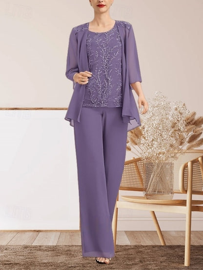 the Mother Guest of Wedding Pantsuit Dress Bride Elegant Piece 3