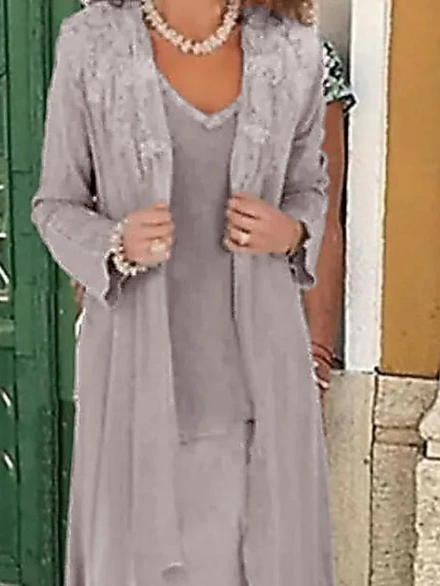 Bride A-Line Mother of Two Piece Dress Wedding the Beach Formal